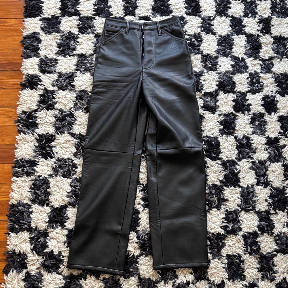 Simonett Black Faux Leather Wide-Leg Pants KIKA